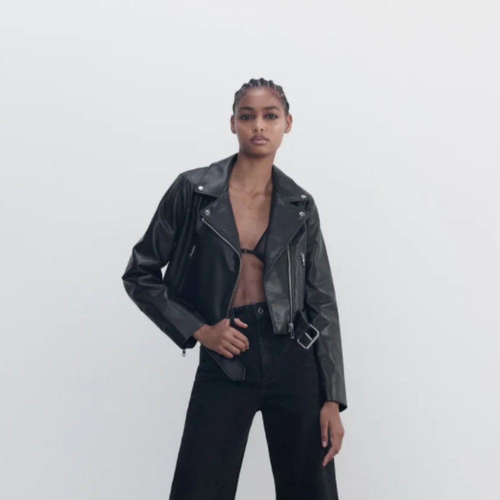Zara Black Faux Leather Jacket